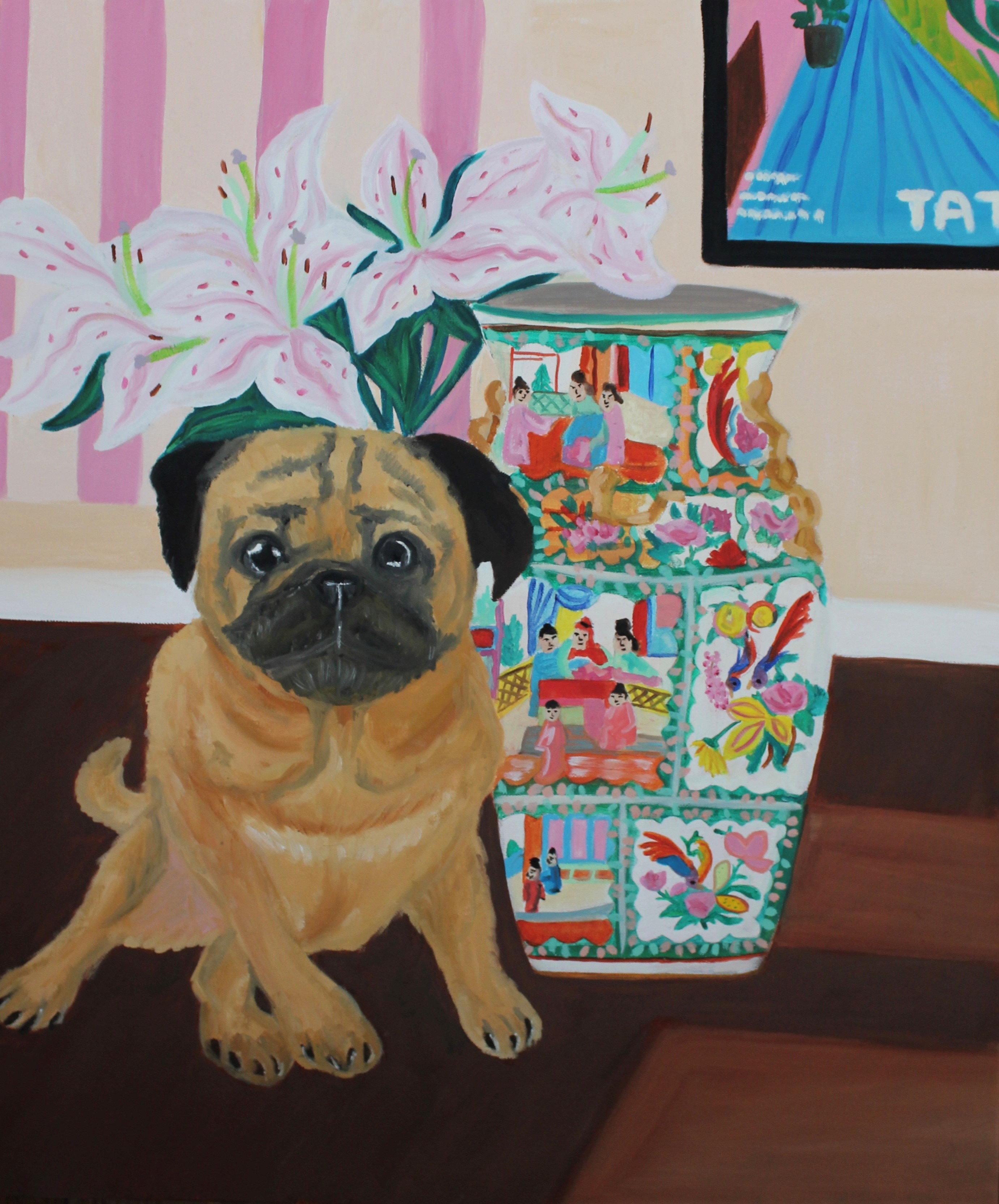 Painting of a Vinny Van pug by Henrietta Scott