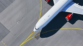 Air plane taxiing to runway before take off at an airport