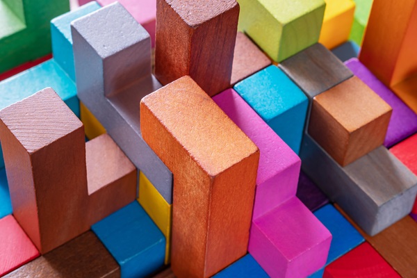 multi-coloured building blocks