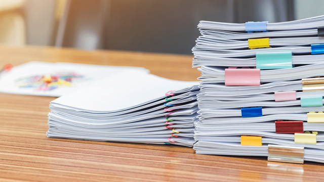 paper documents on the desk