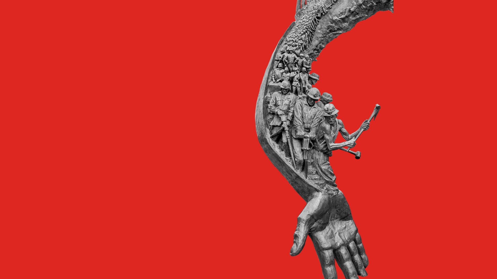 statue on red background