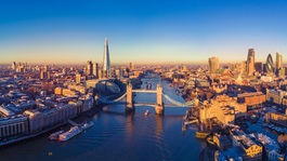 London skyline, view of Tower Bridge and the Thames