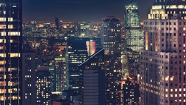 View of the New York skyline at night