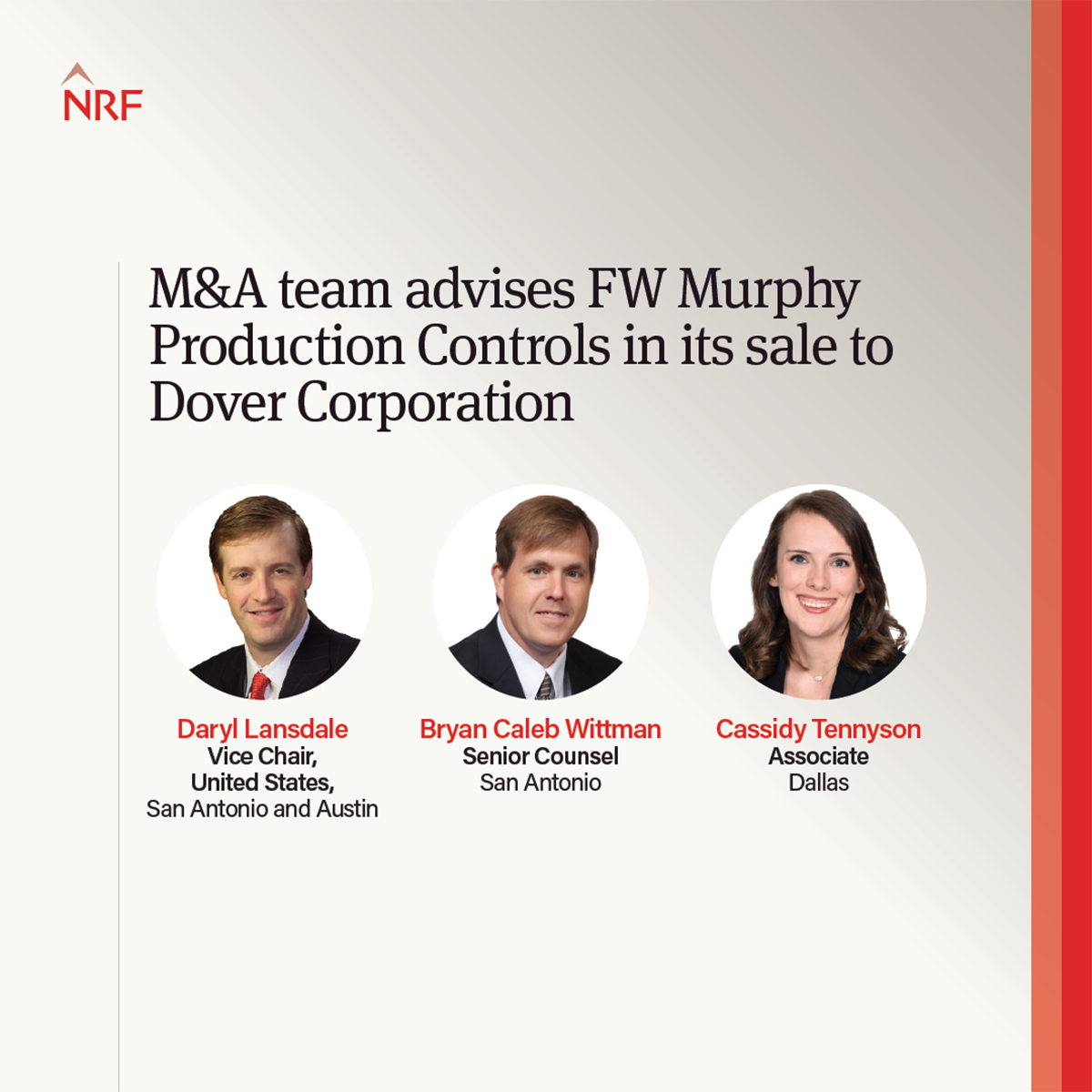 M&A team advises FW Murphy Production Controls in its sale to Dover