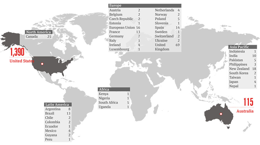 Climate change litigation map (Aug 2021)