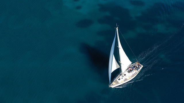 aerial shot sail boat