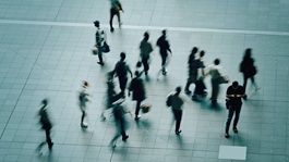 Office workers walking