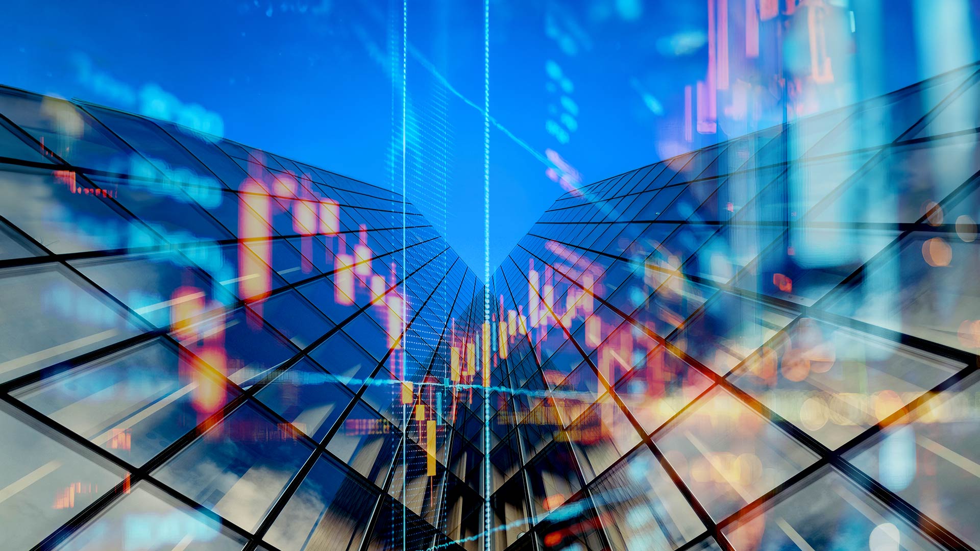 Abstract lights with financial stock markers