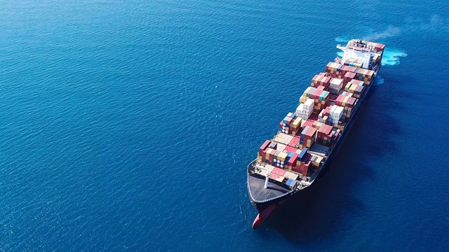 Cargo ship at sea