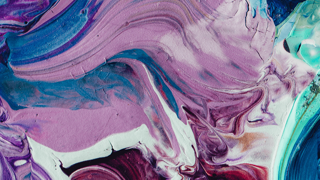 Purple and white abstract paint swirls