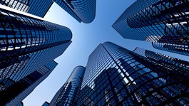 looking up at buildings