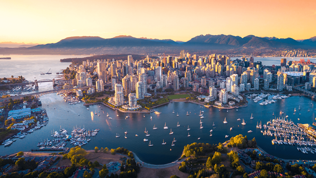 Vancouver skyline at sunset